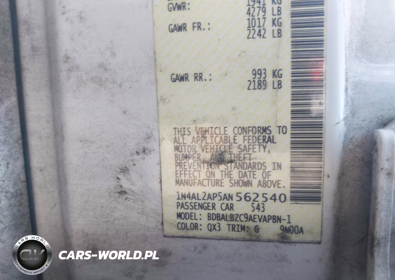 2010 Nissan Altima 2.5 S VIN:1N4AL2AP5AN562540 - 9