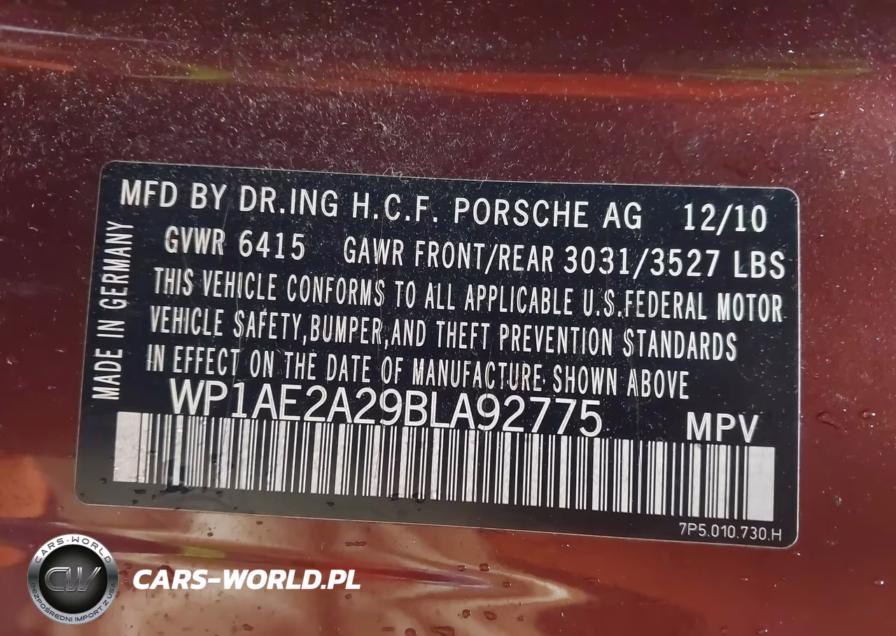 2011 Porsche Cayenne Hybrid S VIN:WP1AE2A29BLA92775 - 9