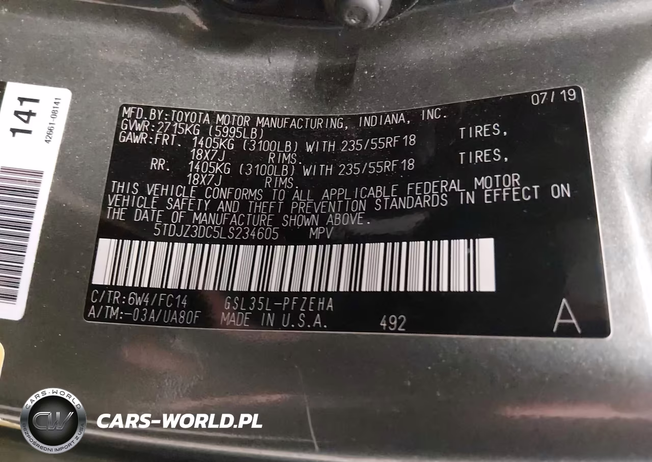 2020 Toyota Sienna Le VIN:5TDJZ3DC5LS234605 - 9