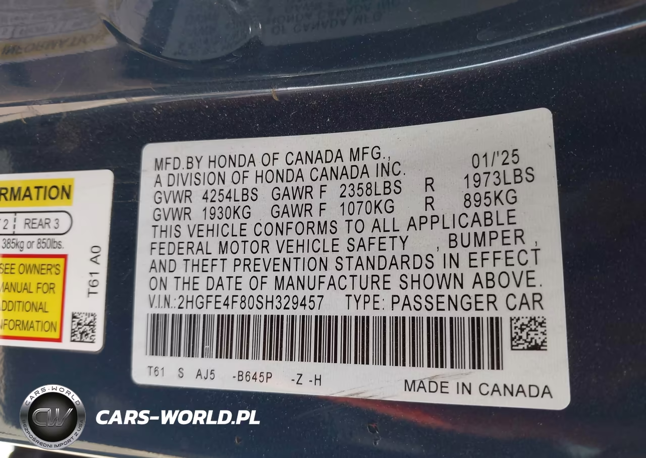 2025 Honda Civic Hybrid Sport-Sport Touring VIN:2HGFE4F80SH329457 - 9