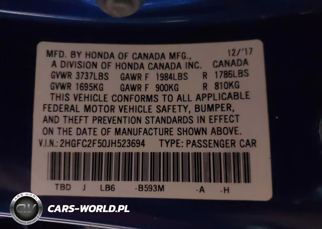2018 Honda Civic Lx VIN:2HGFC2F50JH523694 - 9
