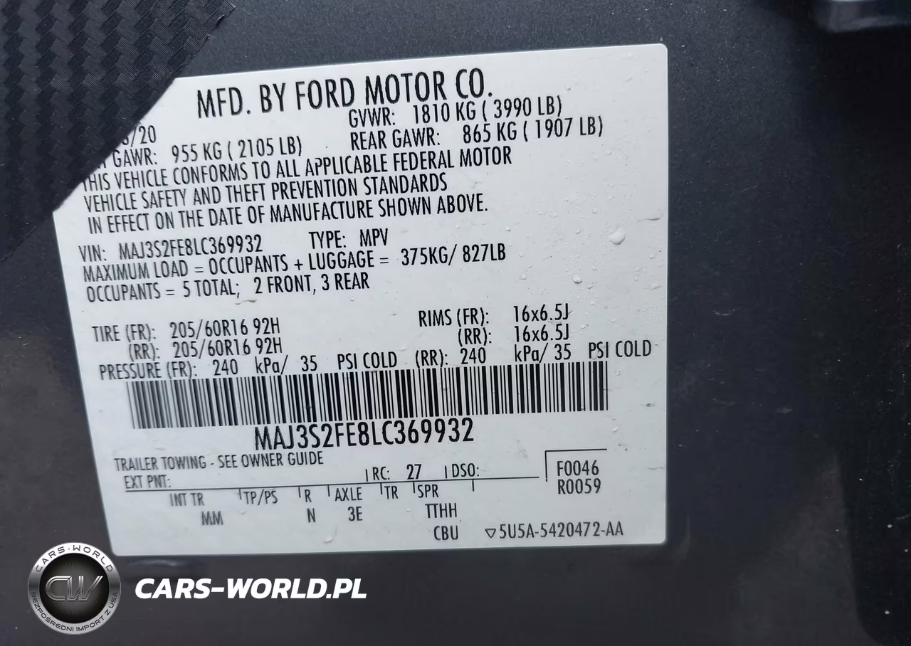 2020 Ford Ecosport S VIN:MAJ3S2FE8LC369932 - 9