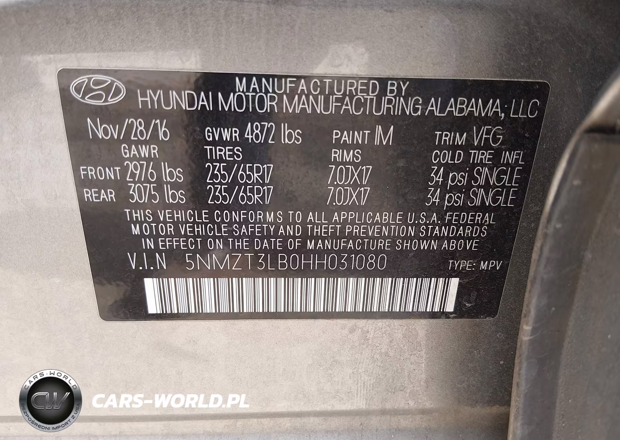2017 Hyundai Santa Fe Sport 2.4L VIN:5NMZT3LB0HH031080 - 9