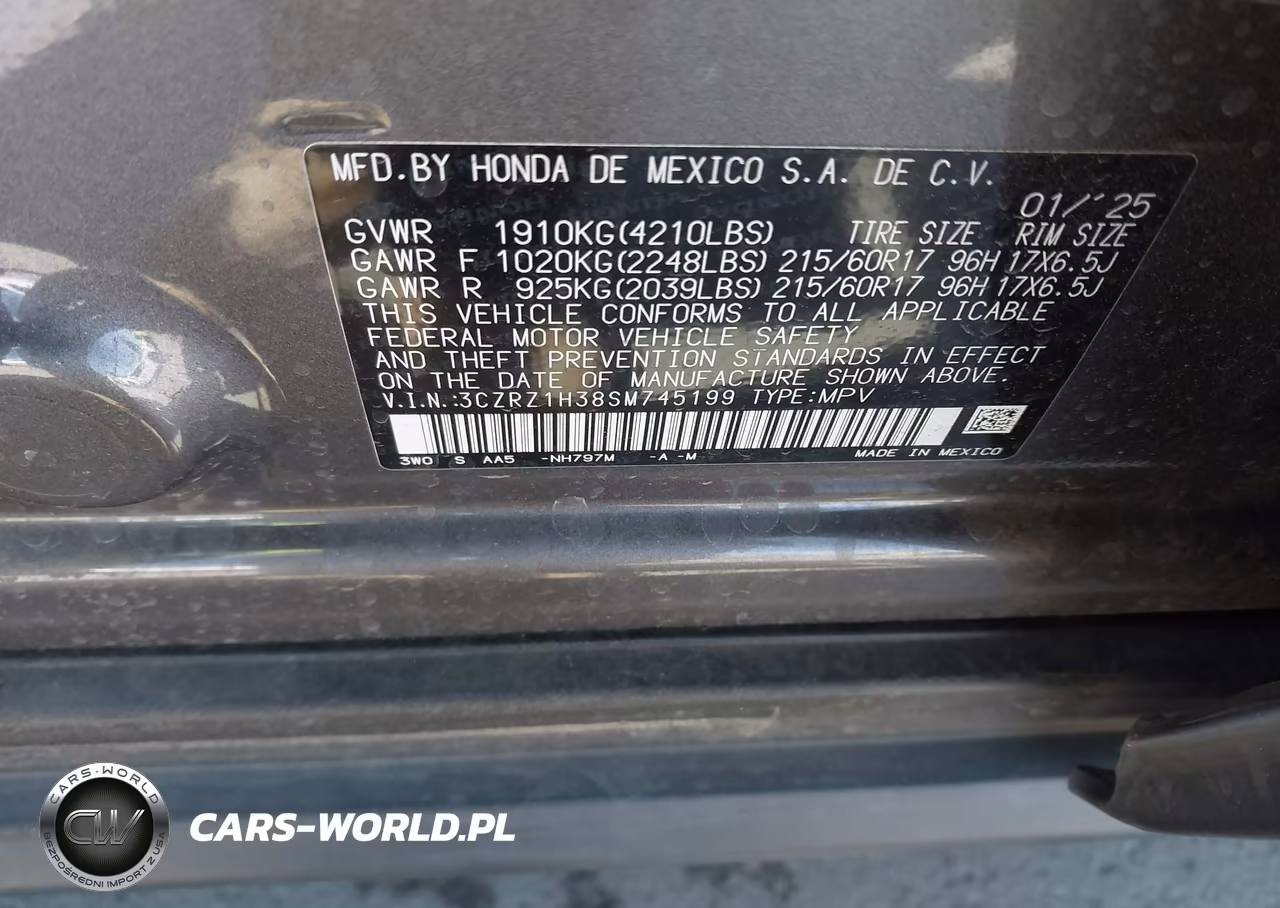 2025 Honda Hr-V 2Wd Lx VIN:3CZRZ1H38SM745199 - 9
