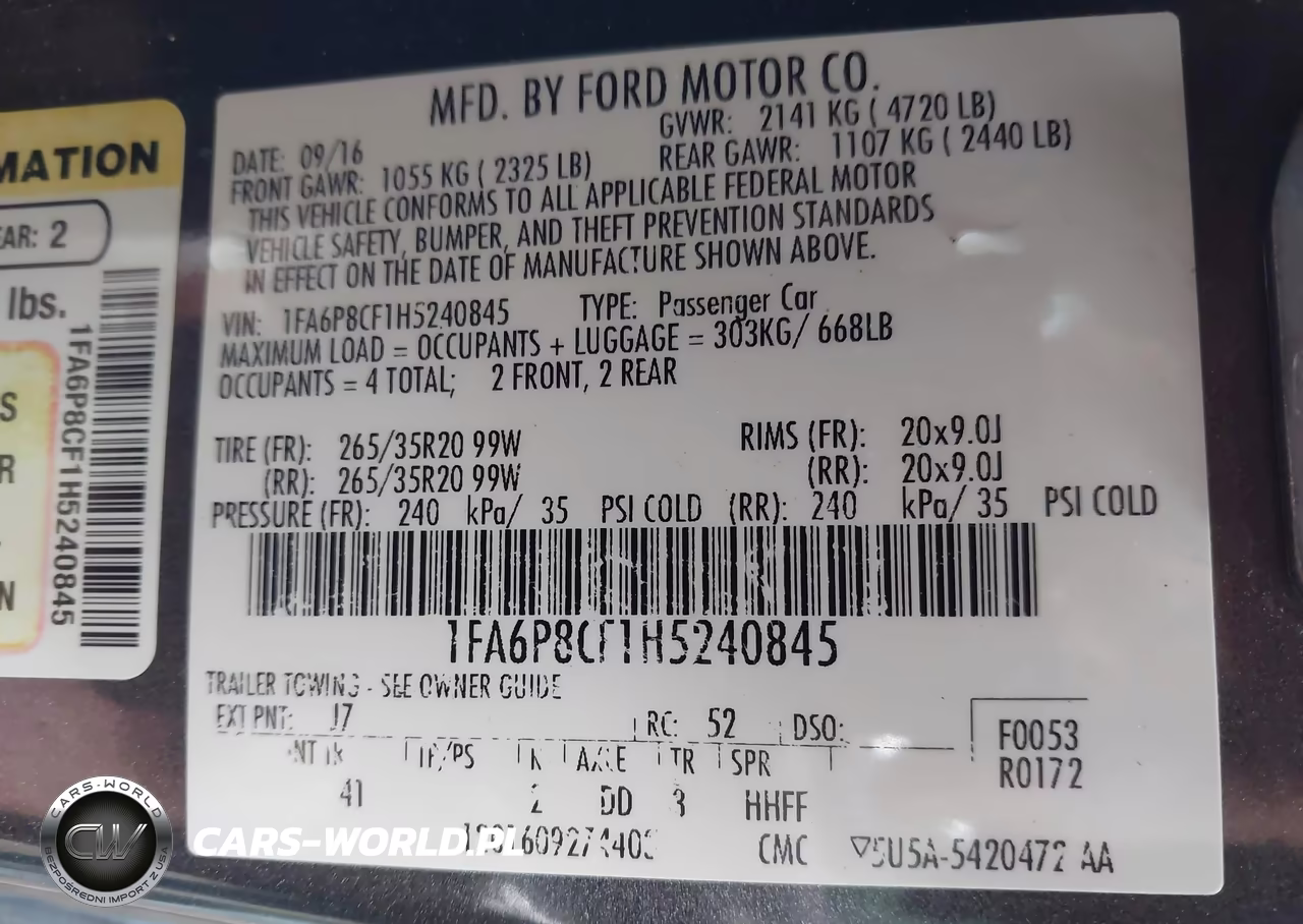 2017 Ford Mustang Gt Premium VIN:1FA6P8CF1H5240845 - 9