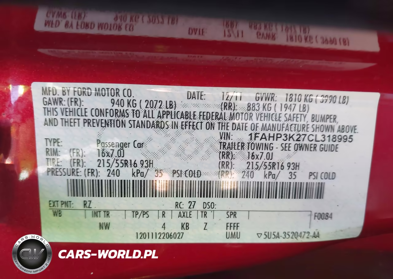 2012 Ford Focus Se VIN:1FAHP3K27CL318995 - 9