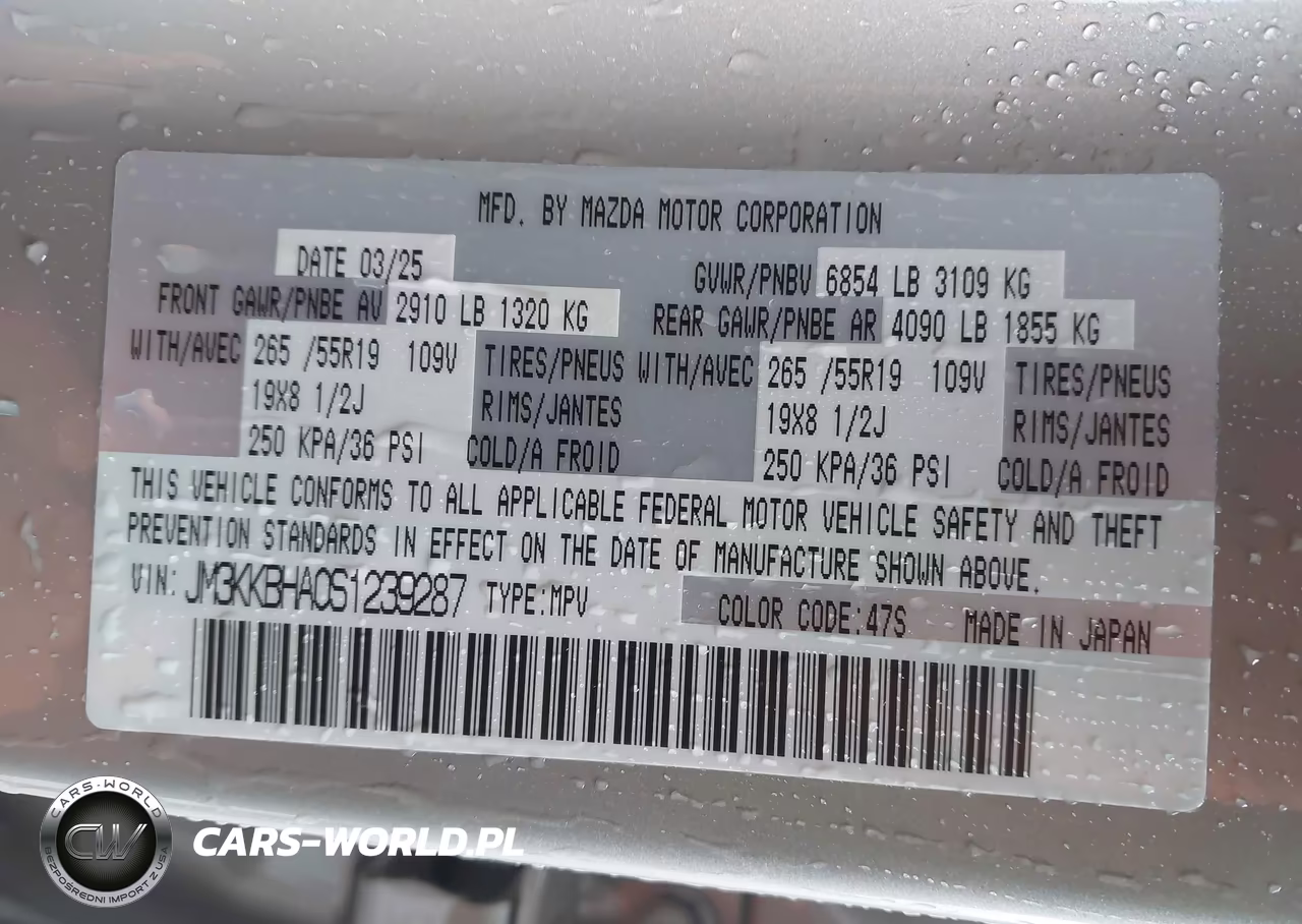 2025 Mazda Cx-90 Phev Preferred Package VIN:JM3KKBHA0S1239287 - 9