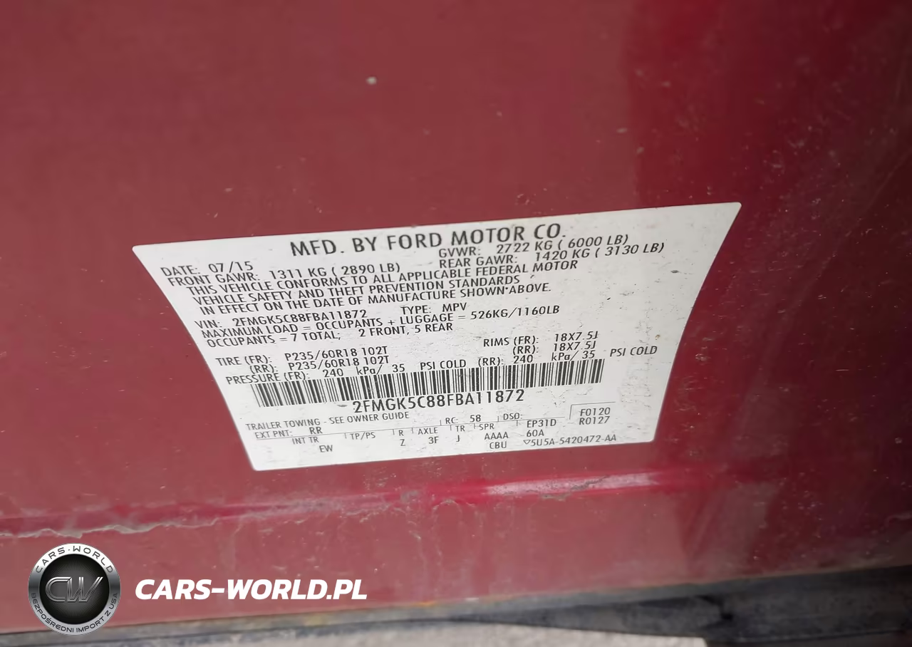 2015 Ford Flex Sel VIN:2FMGK5C88FBA11872 - 9