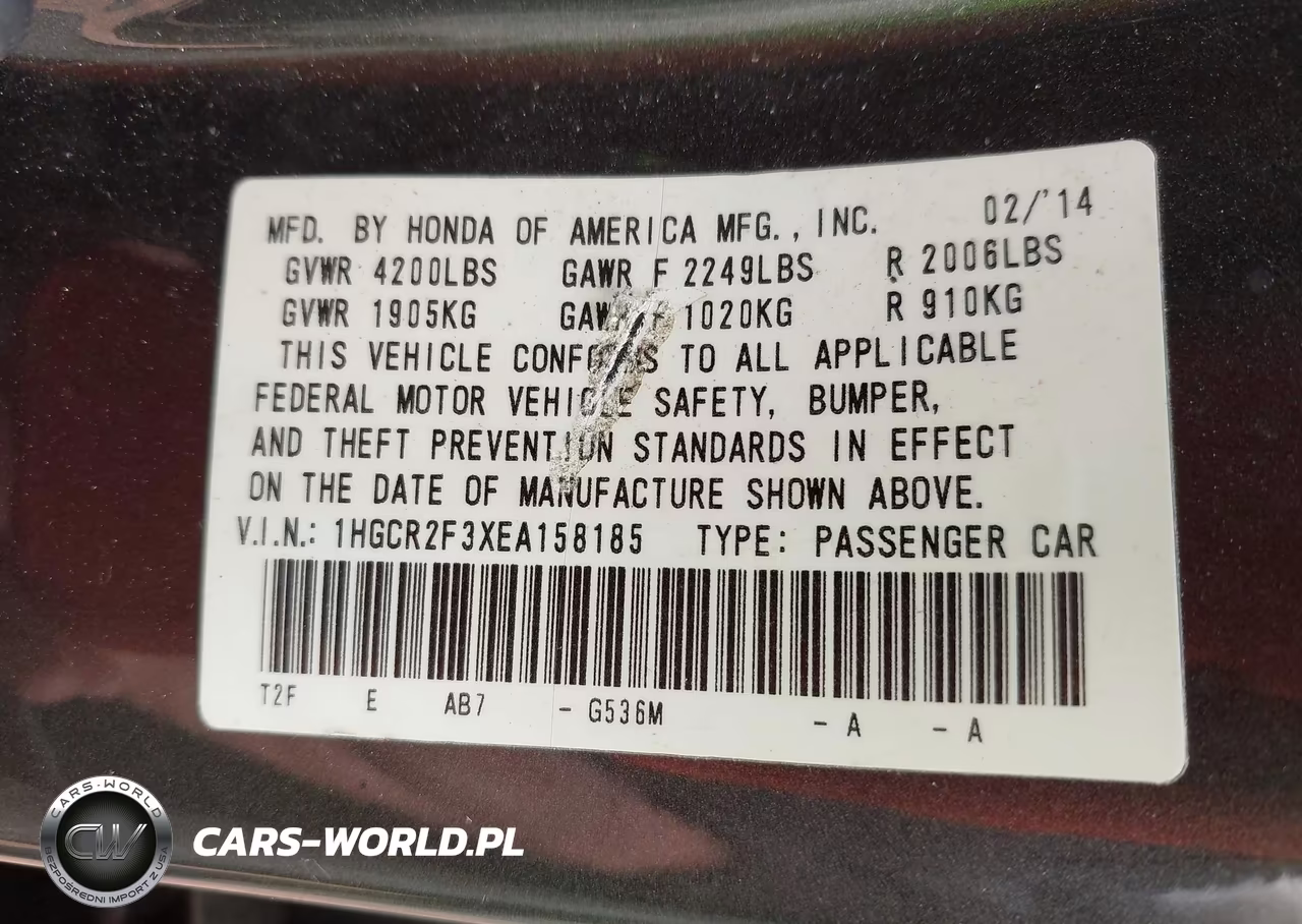 2014 Honda Accord Lx VIN:1HGCR2F3XEA158185 - 9