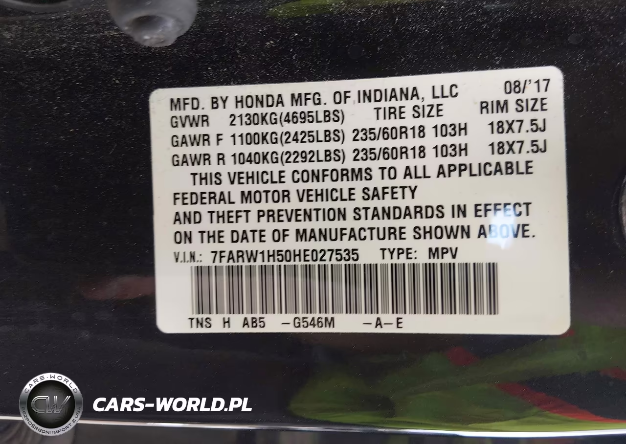 2017 Honda Cr-V Ex VIN:7FARW1H50HE027535 - 9