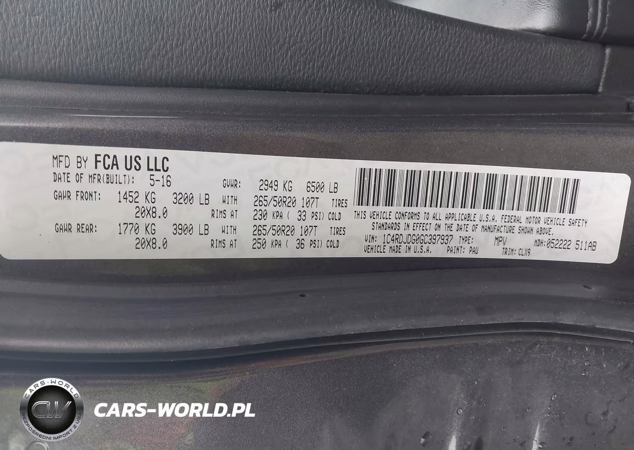 2016 Dodge Durango Limited VIN:1C4RDJDG0GC397937 - 9