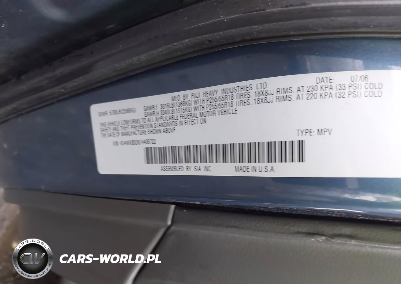 2007 Subaru B9 Tribeca Limited 7-Passenger VIN:4S4WX85D874406722 - 9