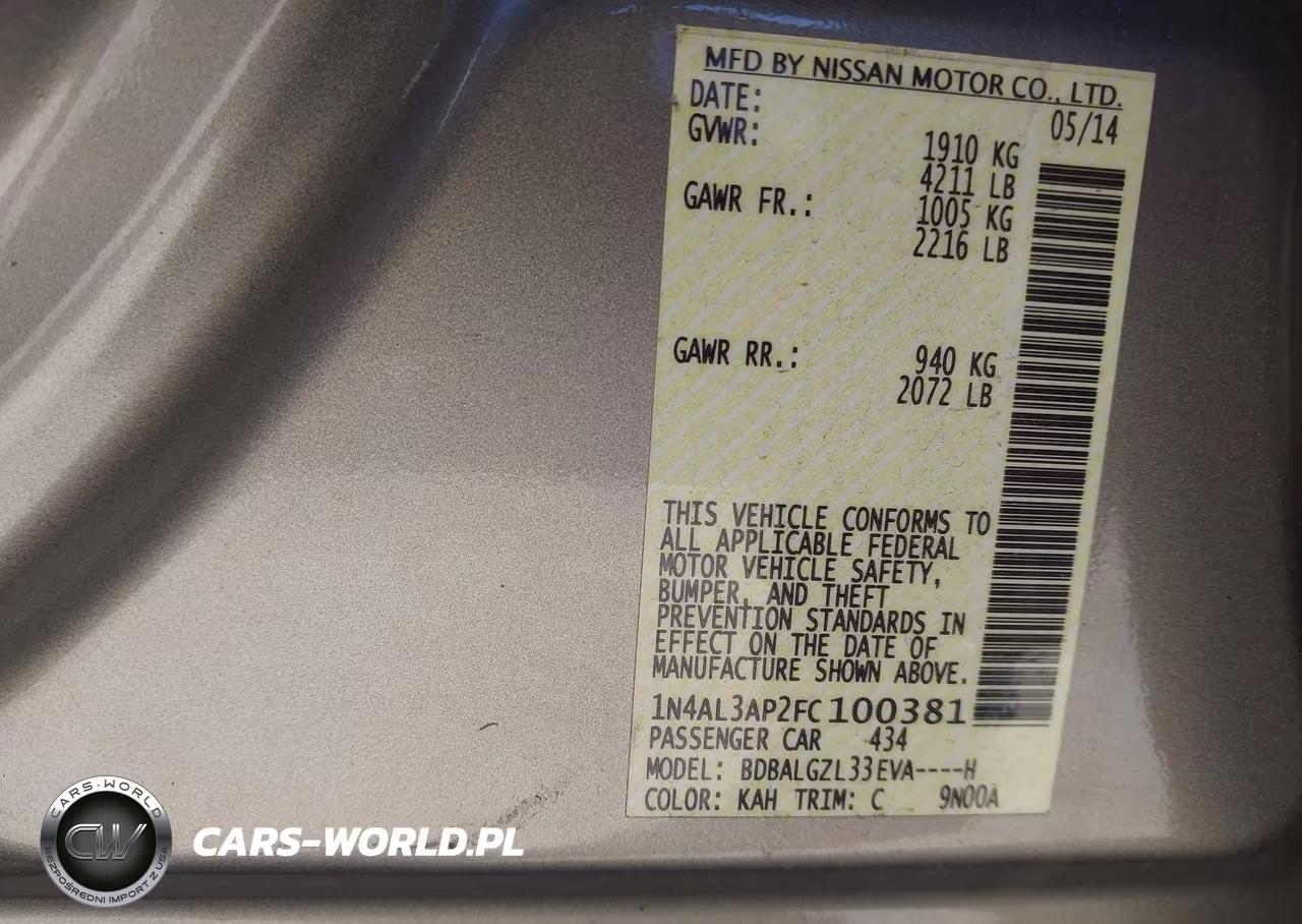 2015 Nissan Altima 2.5 S VIN:1N4AL3AP2FC100381 - 9