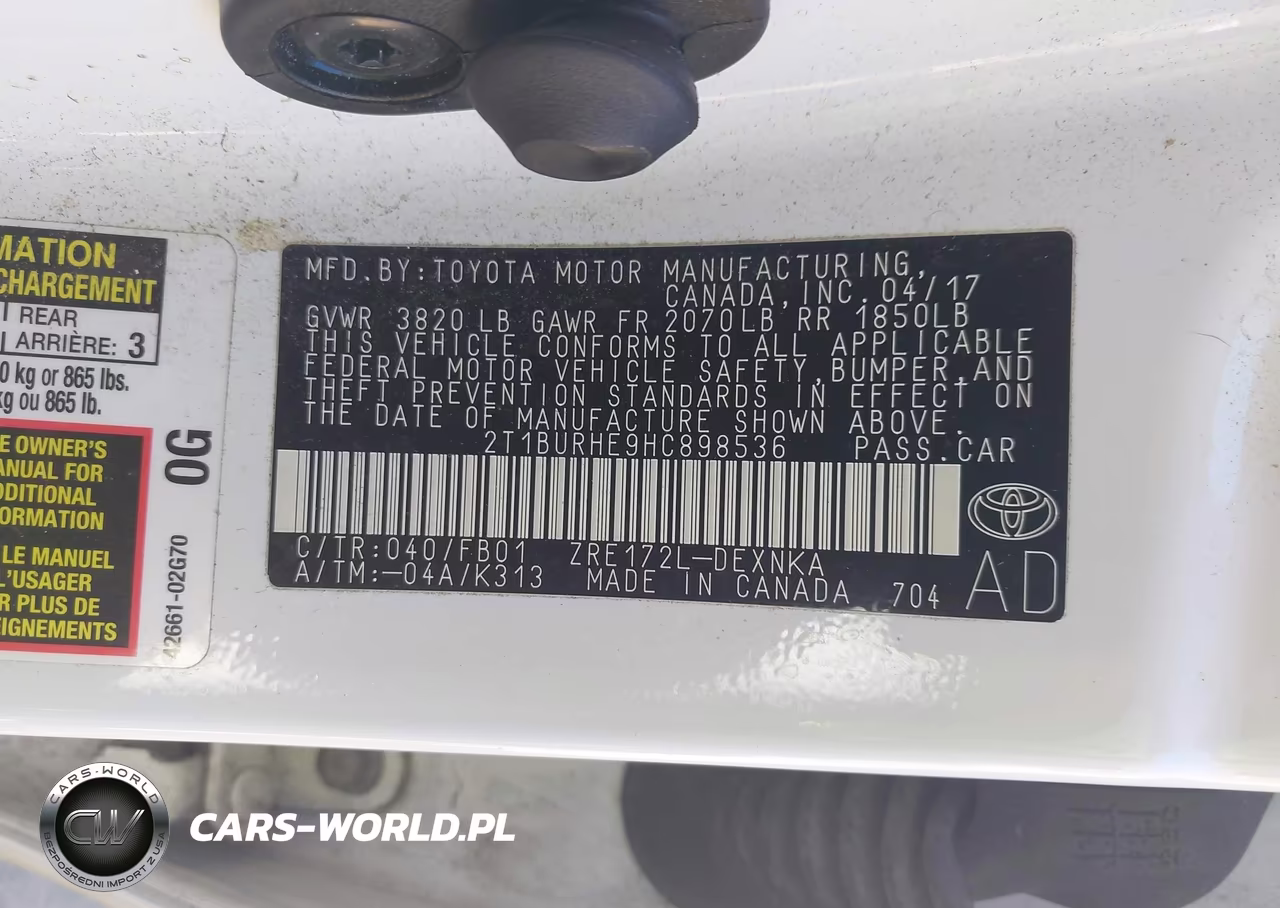 2017 Toyota Corolla Le VIN:2T1BURHE9HC898536 - 9