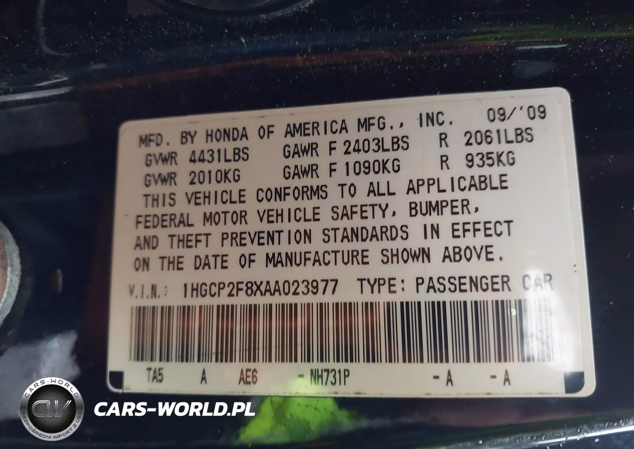 2010 Honda Accord 2.4 Ex-L VIN:1HGCP2F8XAA023977 - 9