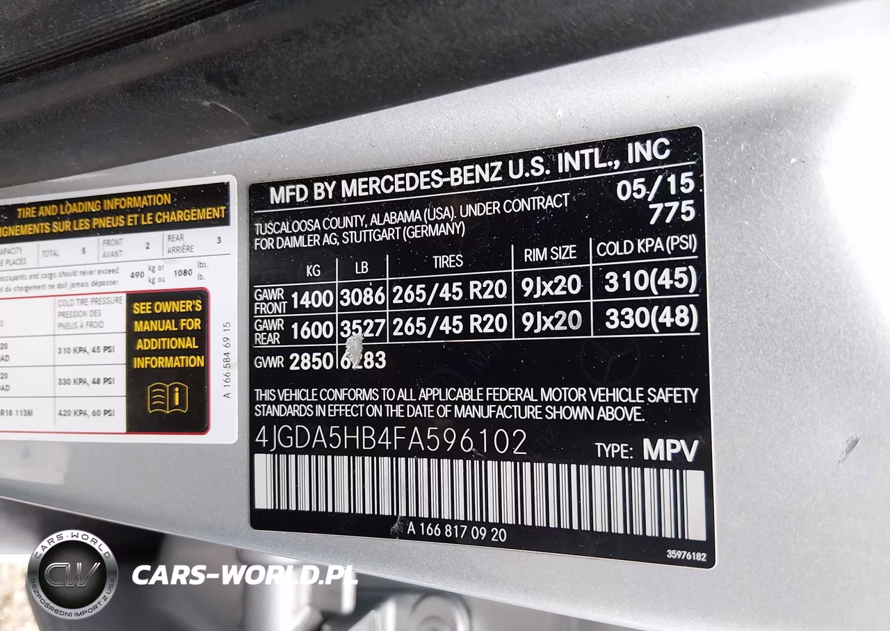 2015 Mercedes-Benz Ml 350 4Matic VIN:4JGDA5HB4FA596102 - 9