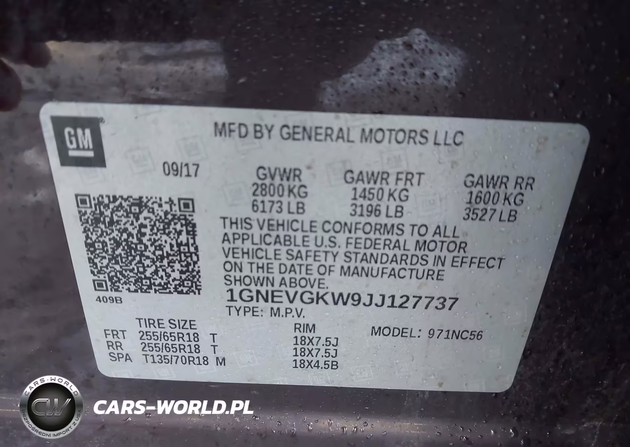 2018 Chevrolet Traverse 1Lt VIN:1GNEVGKW9JJ127737 - 9