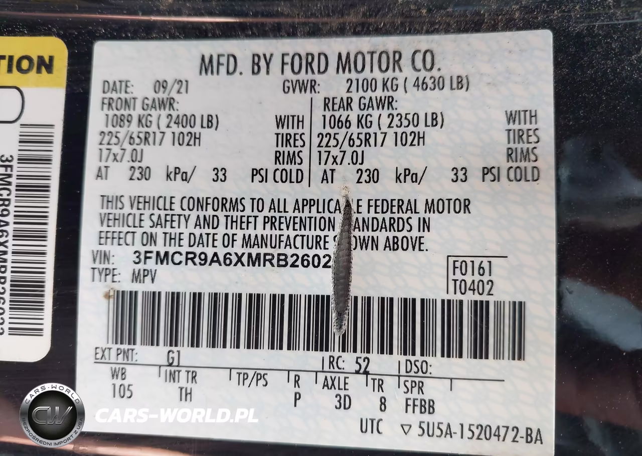 2021 Ford Bronco Sport VIN:3FMCR9A6XMRB26023 - 18