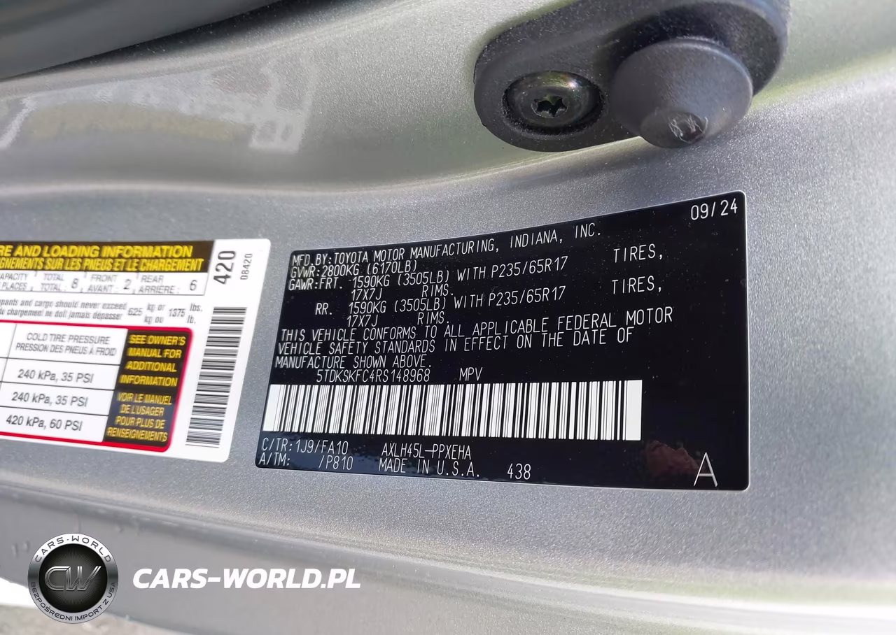 2024 Toyota Sienna Le VIN:5TDKSKFC4RS148968 - 9