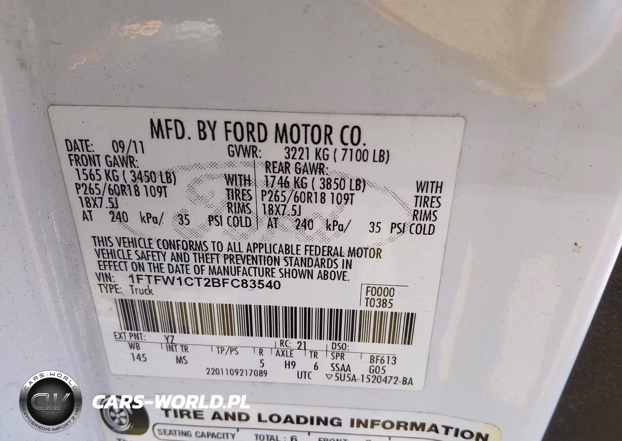 2011 Ford F-150 Xlt VIN:1FTFW1CT2BFC83540 - 9
