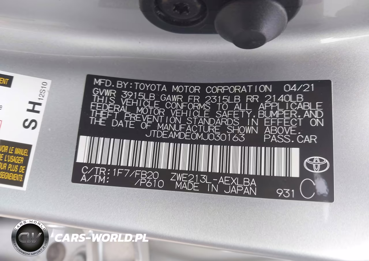 2021 Toyota Corolla Hybrid Le VIN:JTDEAMDE0MJ030163 - 9
