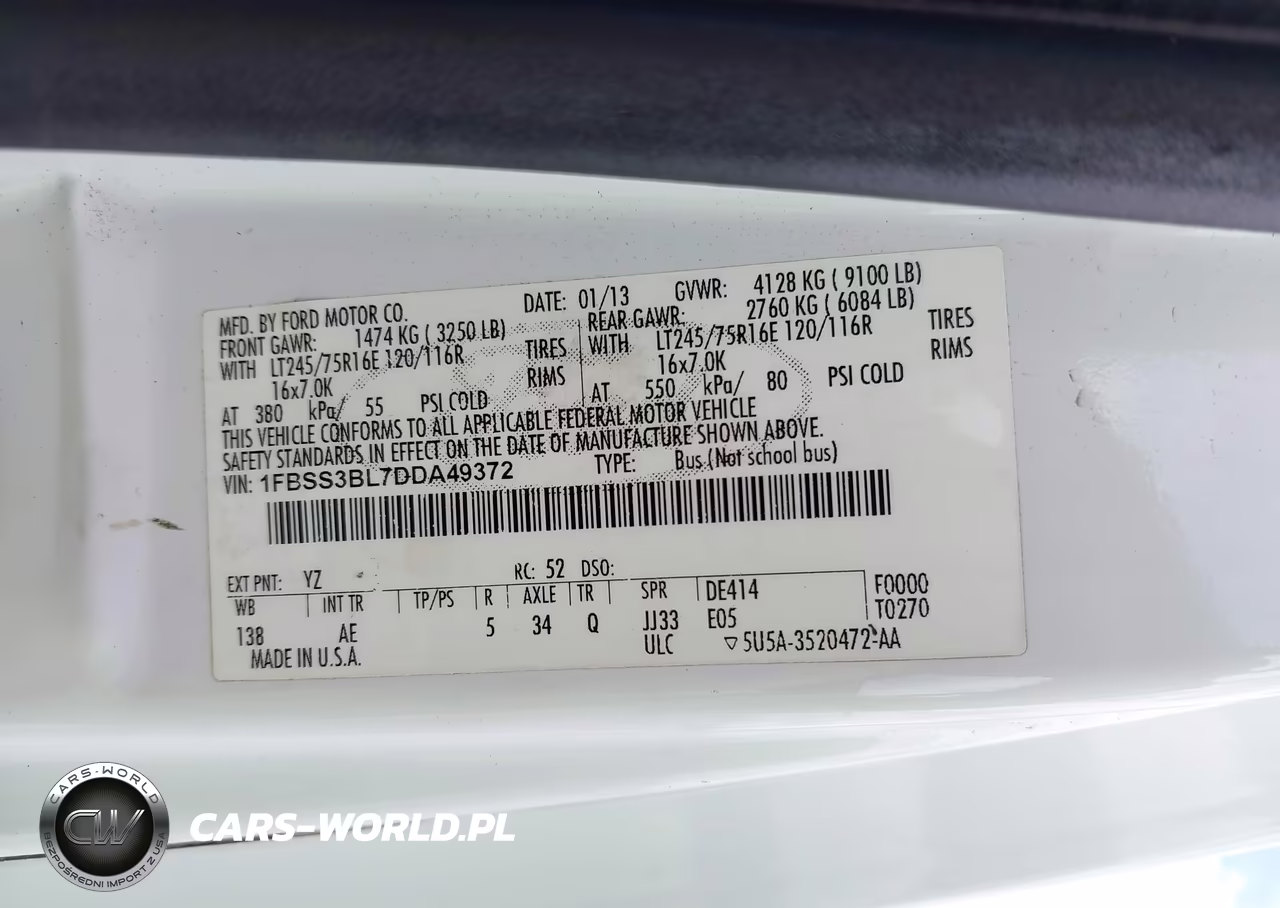 2013 Ford E-350 Super Duty Xl VIN:1FBSS3BL7DDA49372 - 9