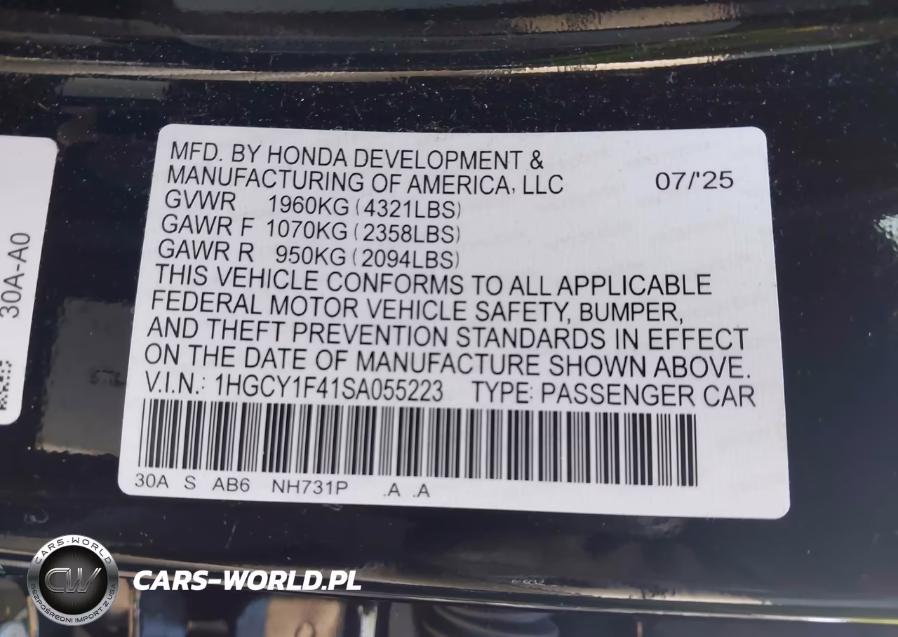 2025 Honda Accord Se VIN:1HGCY1F41SA055223 - 9