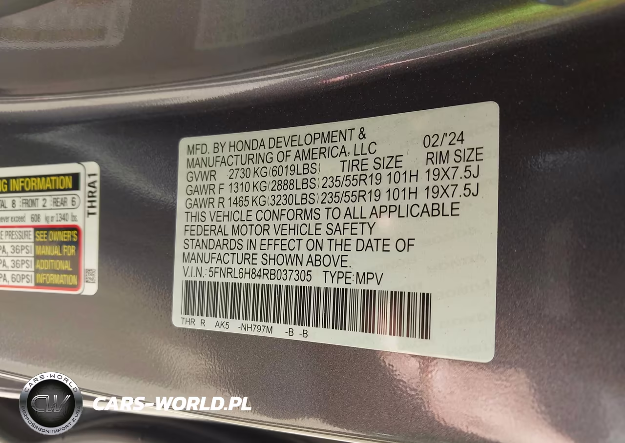 2024 Honda Odyssey Touring VIN:5FNRL6H84RB037305 - 9