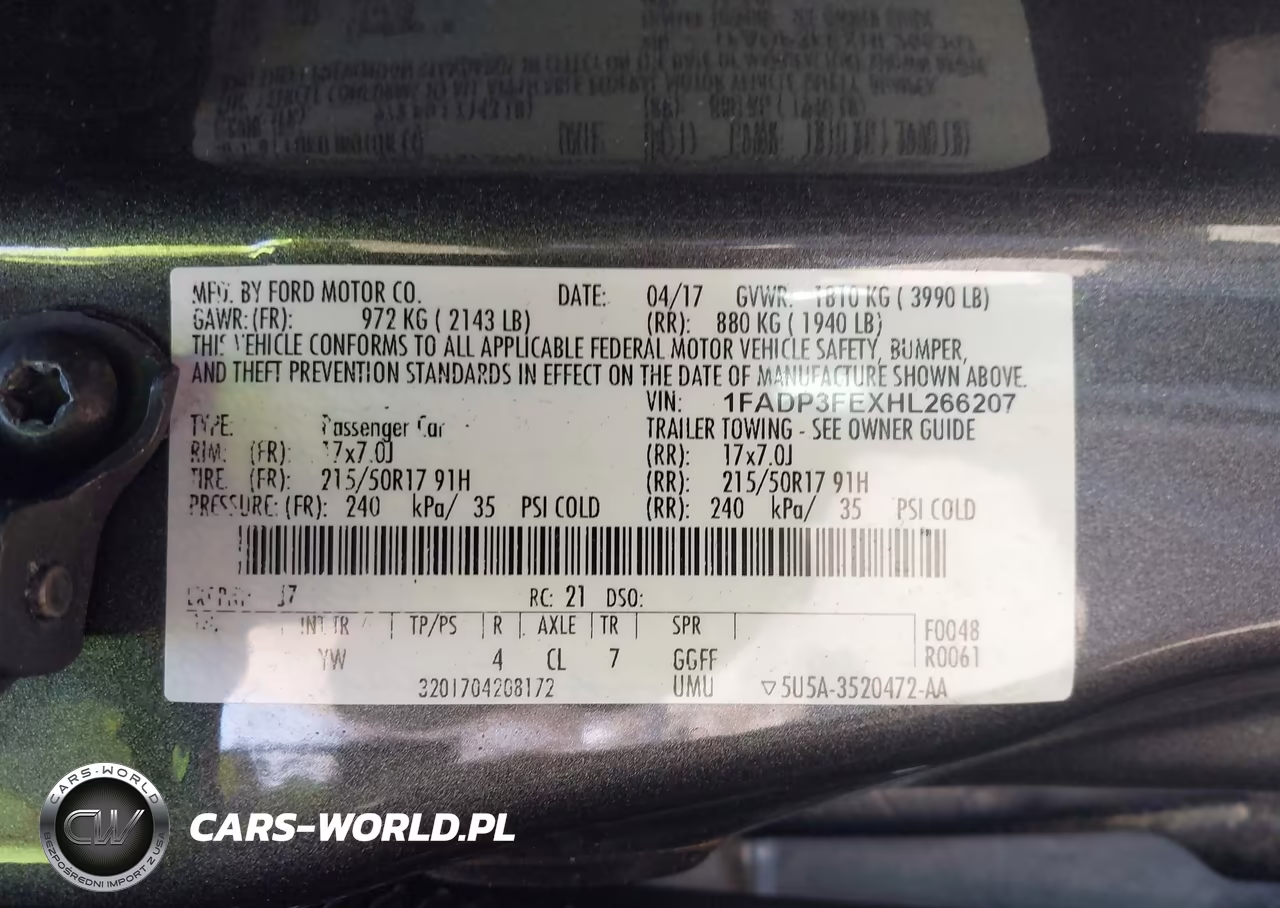 2017 Ford Focus Se VIN:1FADP3FEXHL266207 - 9