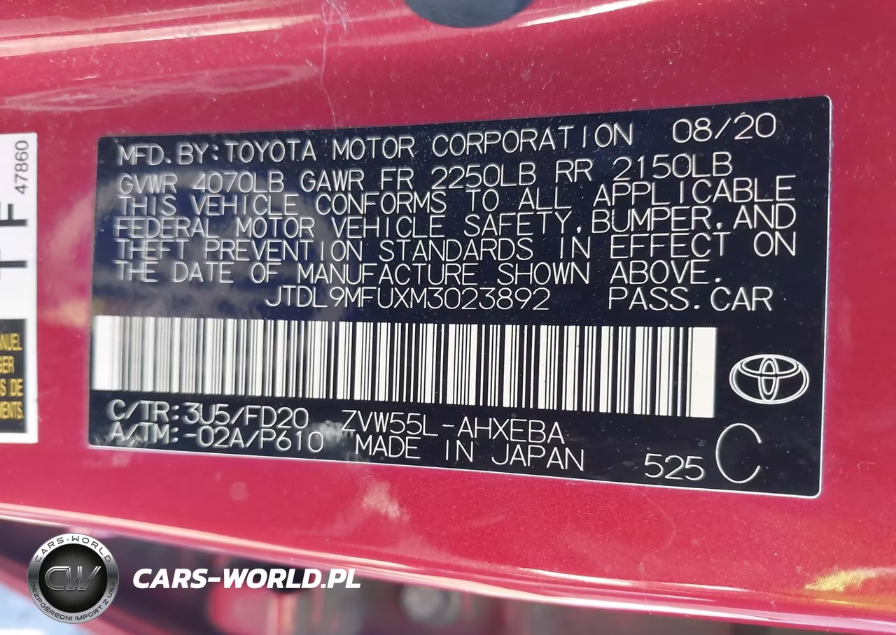 2021 Toyota Prius Le Awd-E VIN:JTDL9MFUXM3023892 - 9