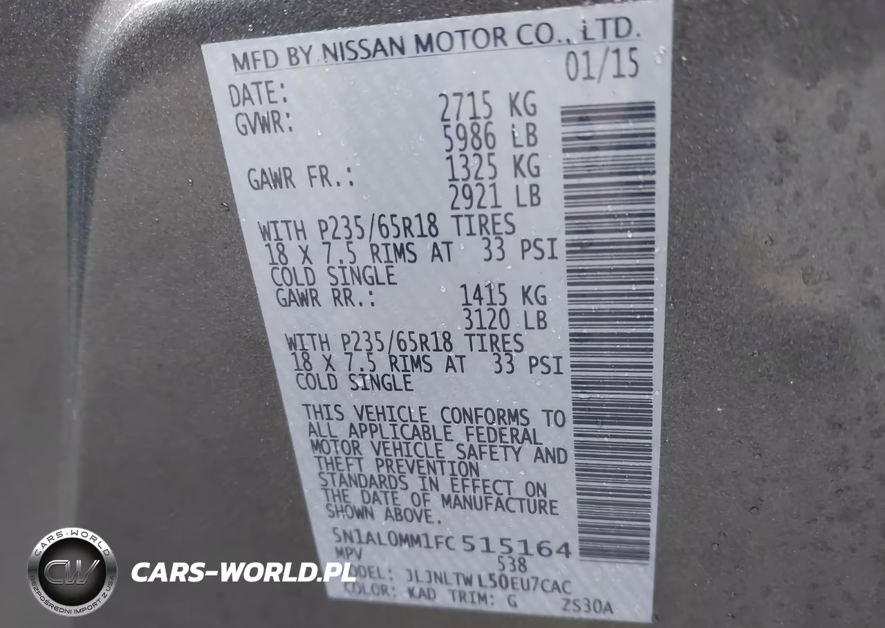 2015 Infiniti Qx60 VIN:5N1AL0MM1FC515164 - 9