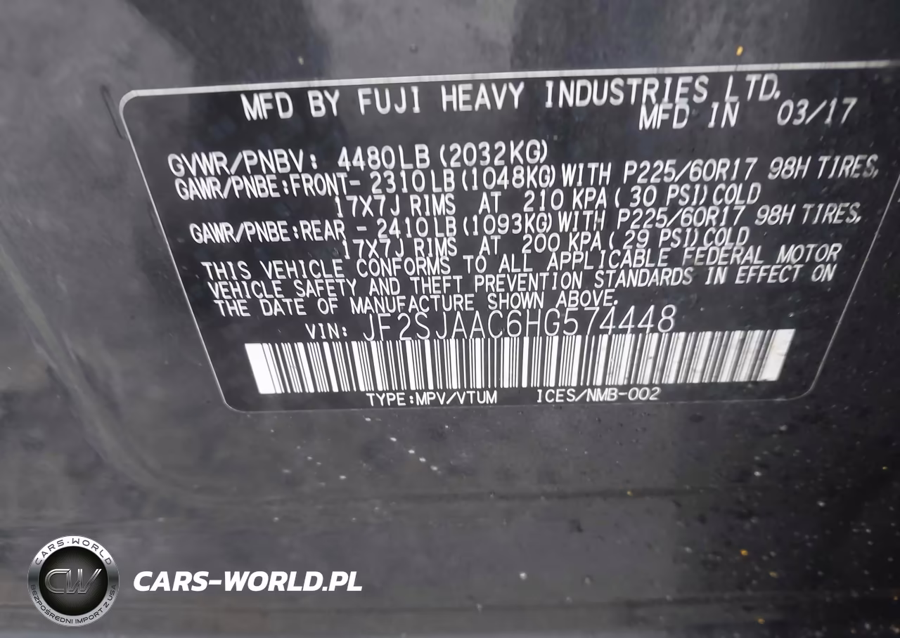 2017 Subaru Forester 2.5I VIN:JF2SJAAC6HG574448 - 9