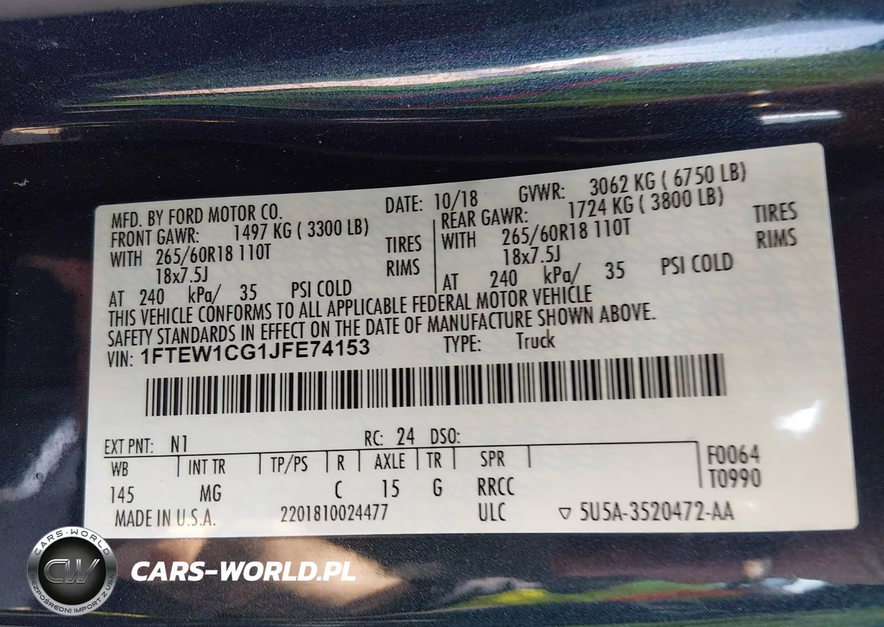 2018 Ford F-150 Xlt VIN:1FTEW1CG1JFE74153 - 9