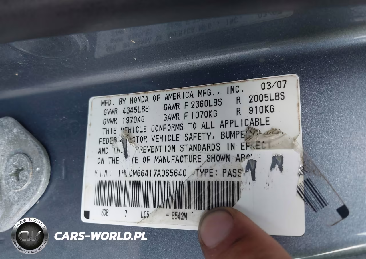 2007 Honda Accord 3.0 Se VIN:1HGCM66417A065640 - 9