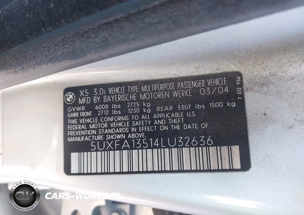 2004 BMW X5 3.0I VIN:5UXFA13514LU32636 - 9