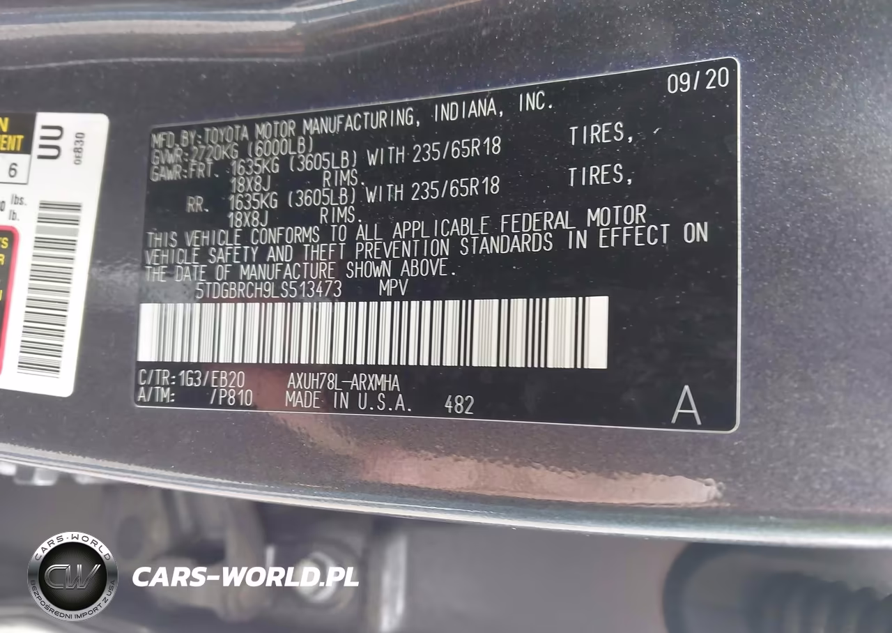 2020 Toyota Highlander Hybrid Xle VIN:5TDGBRCH9LS513473 - 9