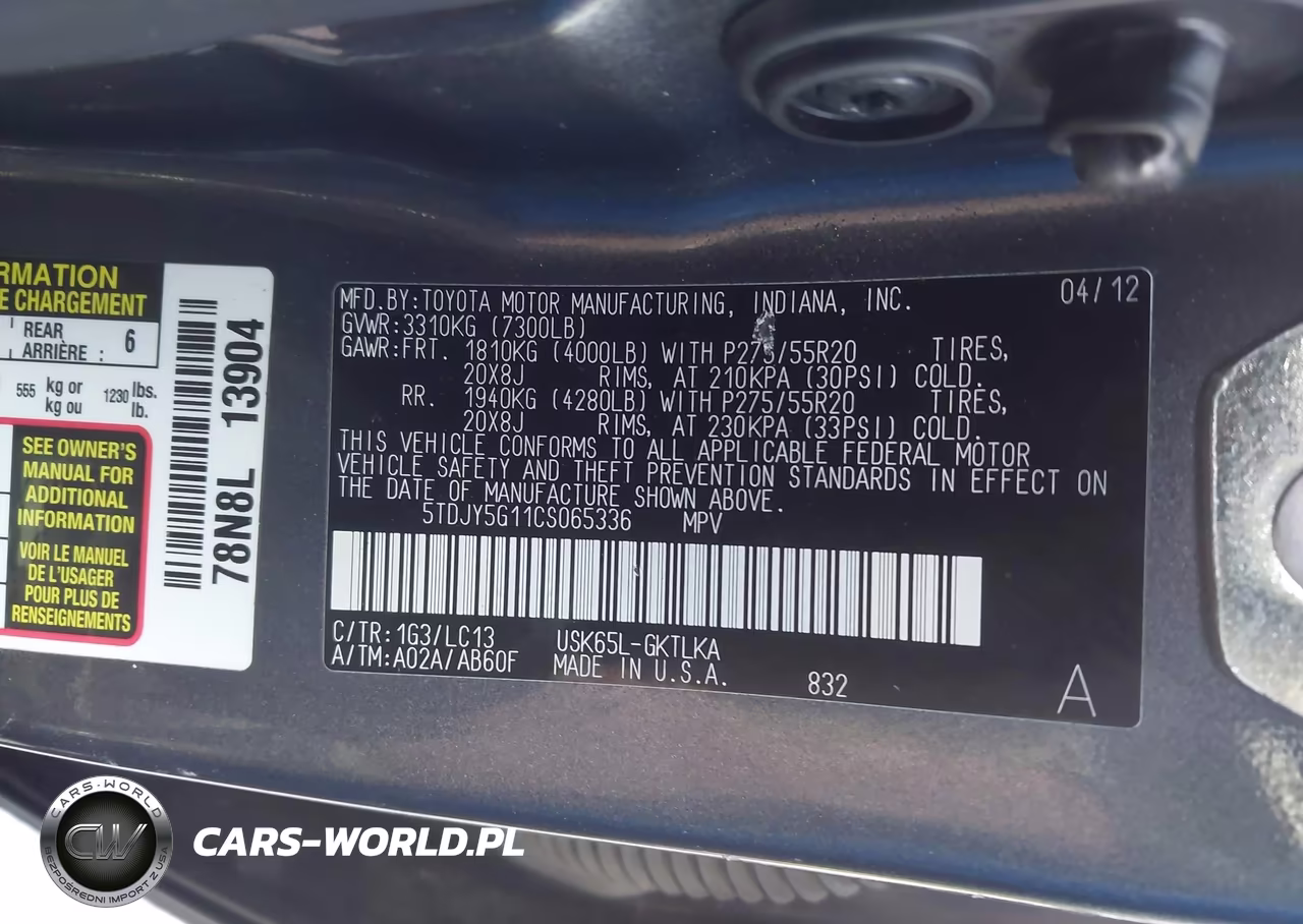 2012 Toyota Sequoia Limited 5.7L V8 VIN:5TDJY5G11CS065336 - 9