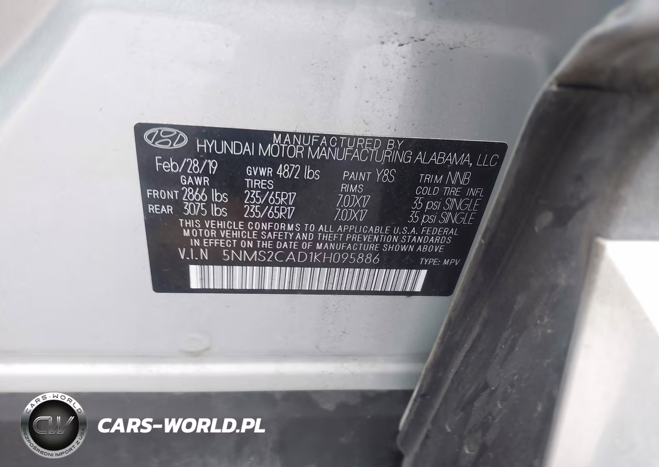 2019 Hyundai Santa Fe Se VIN:5NMS2CAD1KH095886 - 9