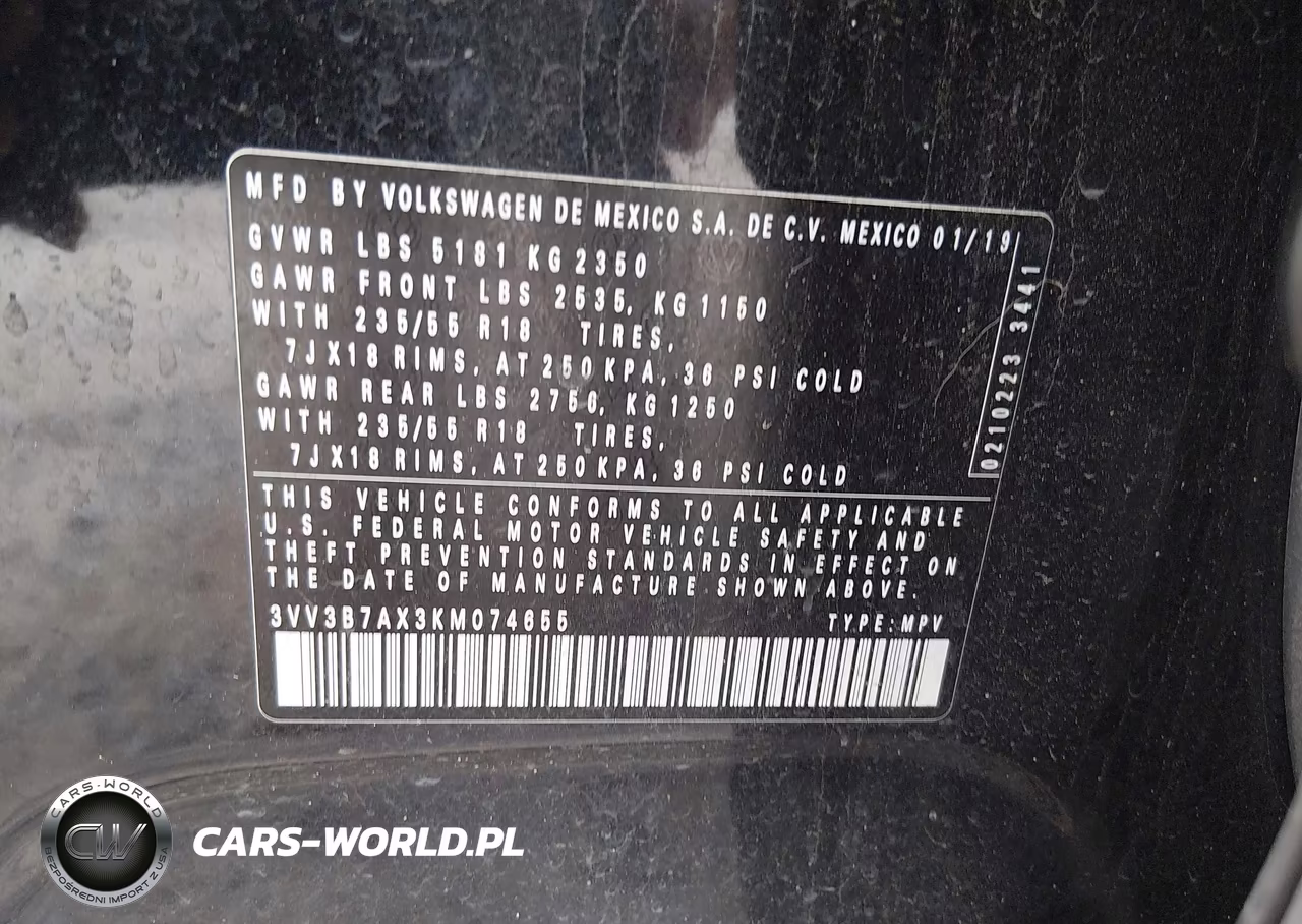 2019 Volkswagen Tiguan 2.0T Se-2.0T Sel-2.0T Sel R-Line-2.0T Sel R-Line Black VIN:3VV3B7AX3KM074655 - 9