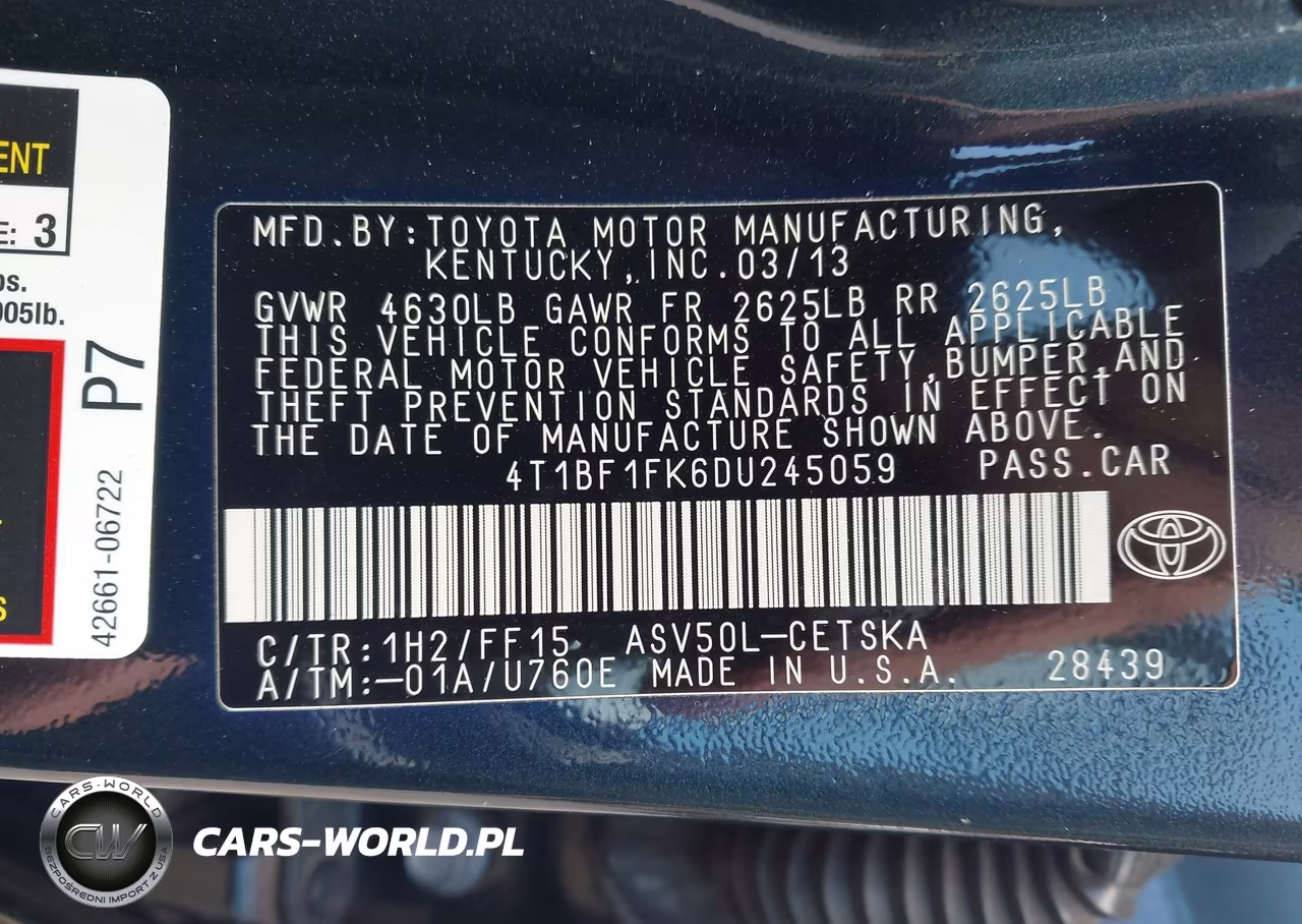2013 Toyota Camry Se VIN:4T1BF1FK6DU245059 - 9