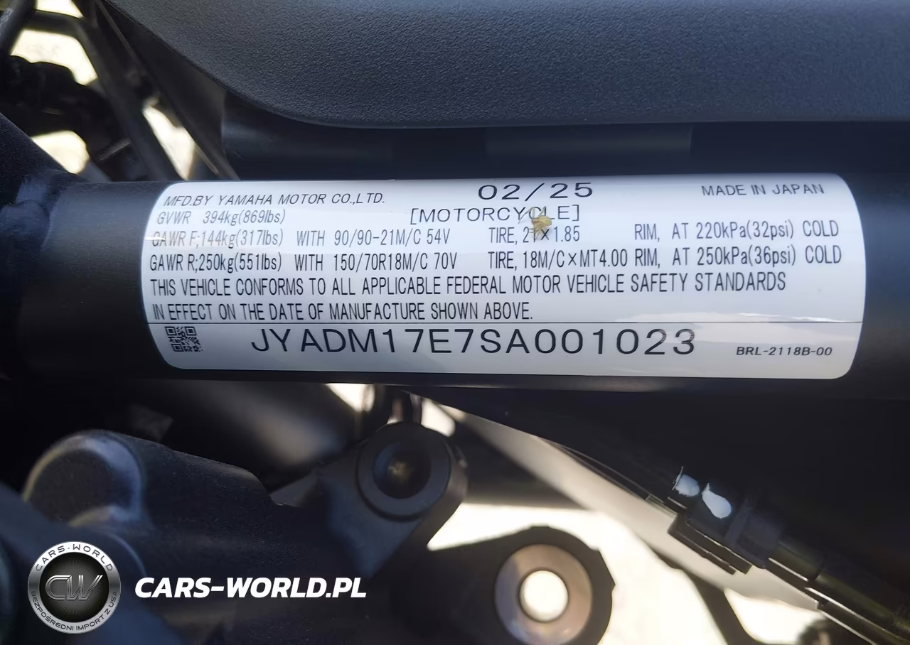 2025 Yamaha Xtz690 VIN:JYADM17E7SA001023 - 10