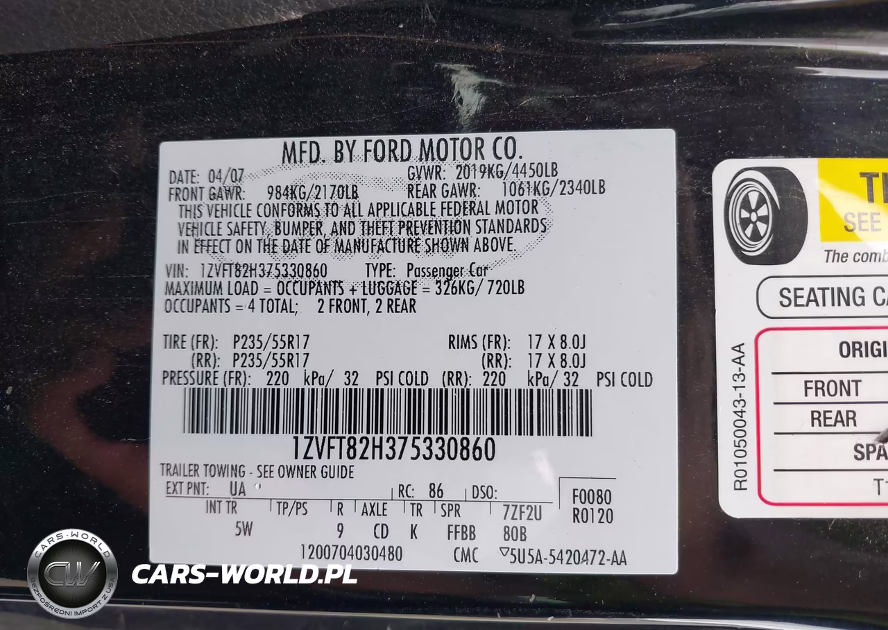 2007 Ford Mustang Gt Deluxe-Gt Premium VIN:1ZVFT82H375330860 - 9