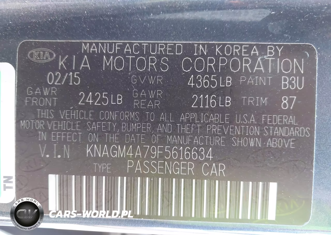 2015 Kia Optima Lx VIN:KNAGM4A79F5616634 - 9