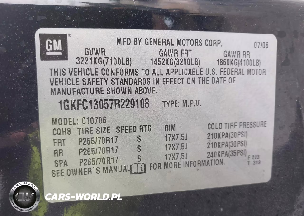 2007 GMC Yukon Sle VIN:1GKFC13057R229108 - 9