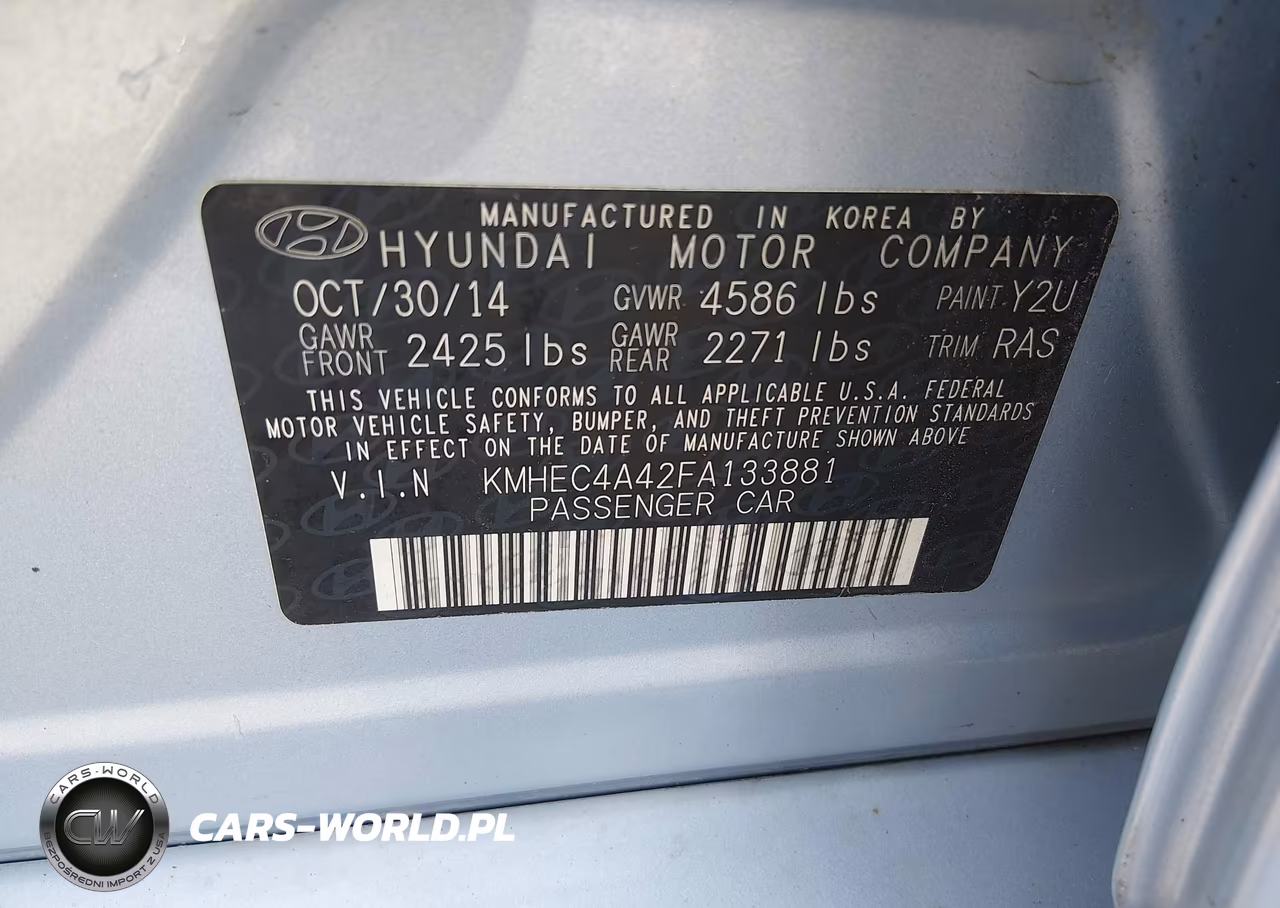 2015 Hyundai Sonata Hybrid VIN:KMHEC4A42FA133881 - 9