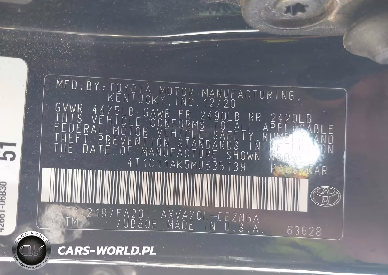 2021 Toyota Camry Le VIN:4T1C11AK5MU535139 - 9