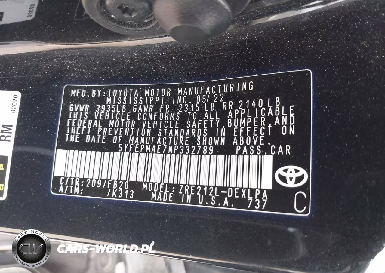 2022 Toyota Corolla Le VIN:5YFEPMAE7NP332789 - 9