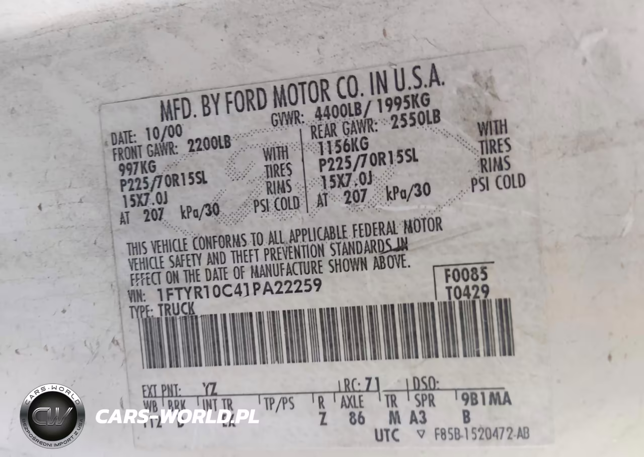 2001 Ford Ranger Xl-Xlt VIN:1FTYR10C41PA22259 - 9