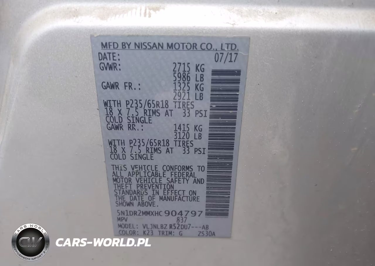 2017 Nissan Pathfinder S VIN:5N1DR2MMXHC904797 - 9