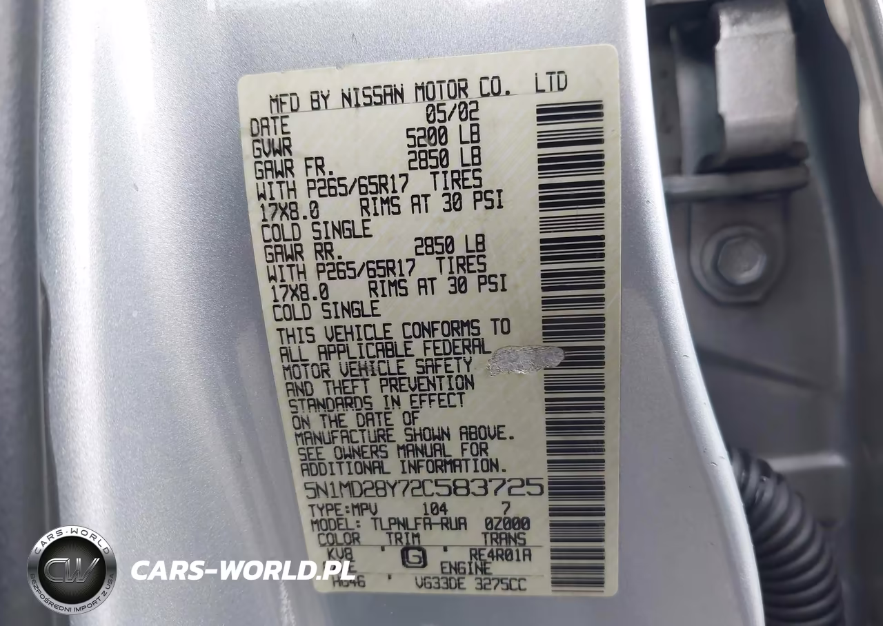 2002 Nissan Xterra Se S-C VIN:5N1MD28Y72C583725 - 9